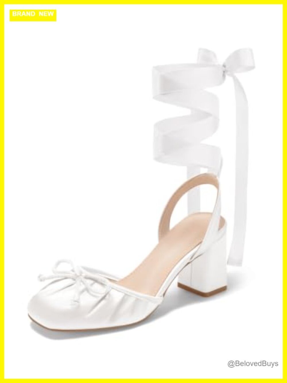 Satin Ballet Heels Closed Square Toe Chunky Block Heel Pumps with Bow